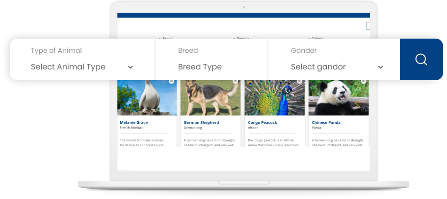 animal profile with search bar image